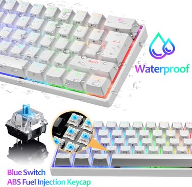 Ігровий комплект клавіатури та миші MK21: RGB механічна клавіатура 60% (62 клавіші), миша 6400 DPI, килимок для миші. Сумісність з PS4, Xbox, PC. Чорний/Blue Switch (White)