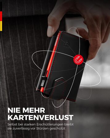 Чоловіче картхолдер LORZOR з магнітною застібкою, slim-гаманець з відділенням для монет, RFID захистом, вміщує 10 карт, smart-гаманець, червоний