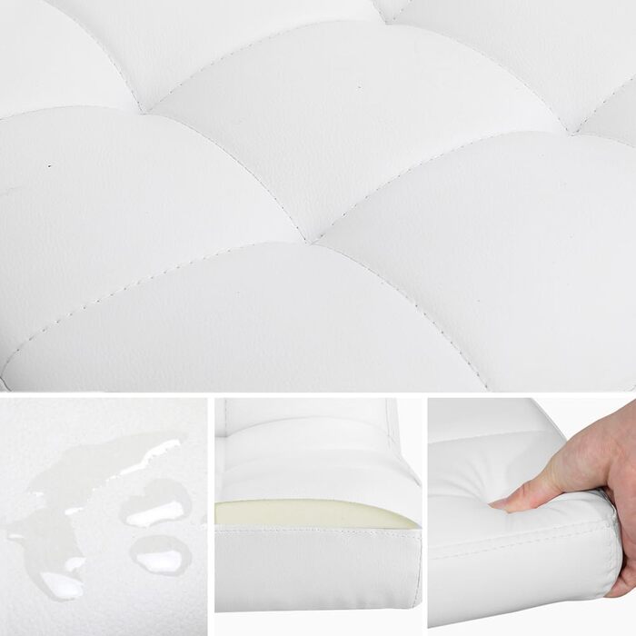 Офісне крісло Yaheetech з регулюванням висоти та знімними підлокітниками, штучна шкіра, білий колір