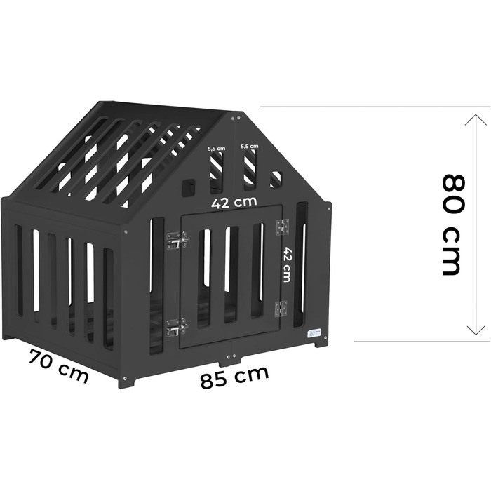 Будка для собак з дерева, закривається на замок, вольєр для собак, чорна, 85 x 70 x 80 см