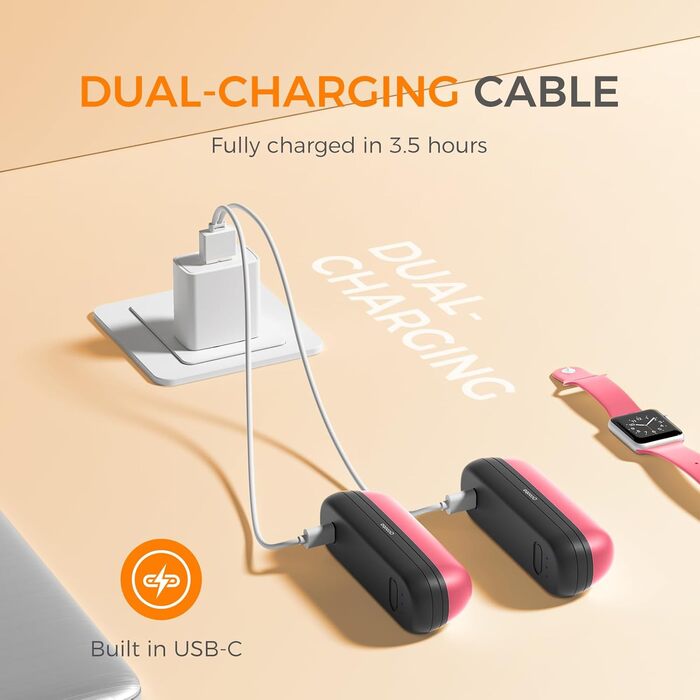 Ручний обігрівач OCOOPA UT2S Mini, 5200mAh, 2 шт., Магнітний, Електричний, Перезарядний, для кемпінгу та активного відпочинку, подарунок для жінок та чоловіків (чорний, рожевий)