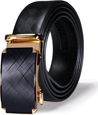Чоловічий шкіряний ремінь Barry Wang чорний з автоматичною пряжкою (3 в 1), регульований бізнес-пояс, 130 см, у подарунковій коробці