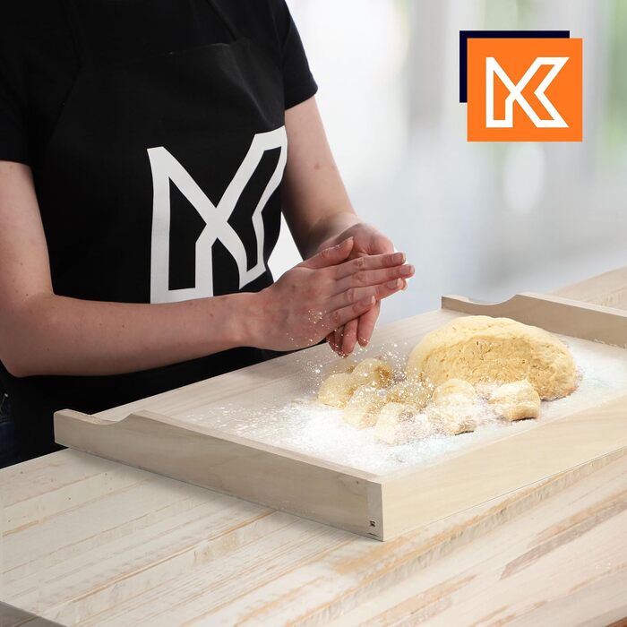 Дошка для розкатування тіста KADAX, дерев'яна, з якісної тополі, з бортиками, традиційна кухонна дошка для приготування локшини, пирогів, вареників, одностороння, 40x60 см