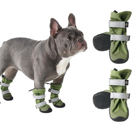 Spark Paws Waterproof Dog Shoes for Medium and Large Dogs, Non-Slip Reflective Dog Boots for Rain, Snow, Hiking, 4-Pack - Brown, A (Green, B: 5.0cm B | 10-15kg)