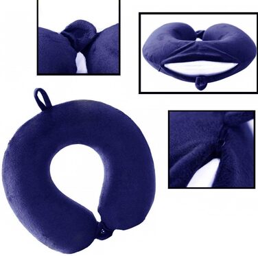 Подушка для шиї у літак/подорожі Memory Foam, підтримуюча, блакитна