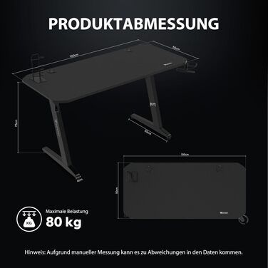 Ігровий стіл SENSE7 Ergonomic для ПК з поверхнею з вуглецевого волокна, 100x50 см, Basic