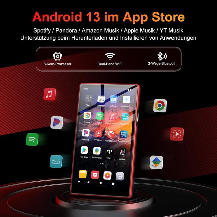 MP3 плеєр Oilsky 160GB з Bluetooth, WiFi, Android 13, 5