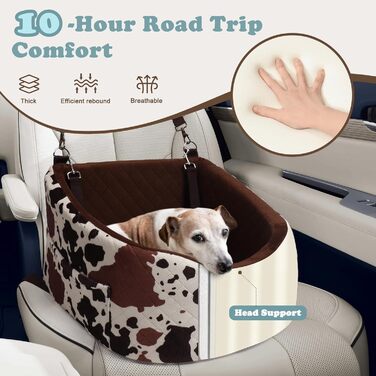 Автокрісло для собак iPetba - безпечне та зручне автокрісло для маленьких собак, захист від зіткнень, антиковзаюча поверхня, захист салону авто, знімне та миється, зелено-коричневе