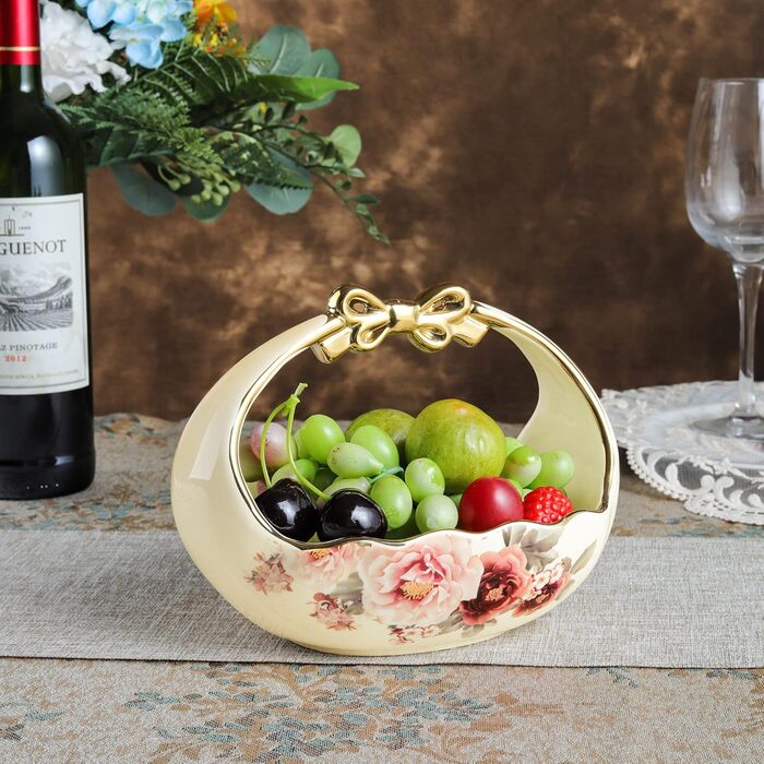 Етажерка Fanquare з 2 ярусами, золота, з кераміки та порцеляни. Підставка для тортів, фруктів та капкейків. Сервірувальна підставка, золота