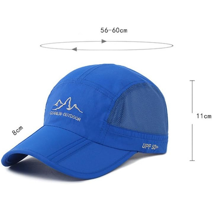 Бейсболка унісекс для чоловіків та жінок, A-navy блакитна, регульована, для спорту та подорожей