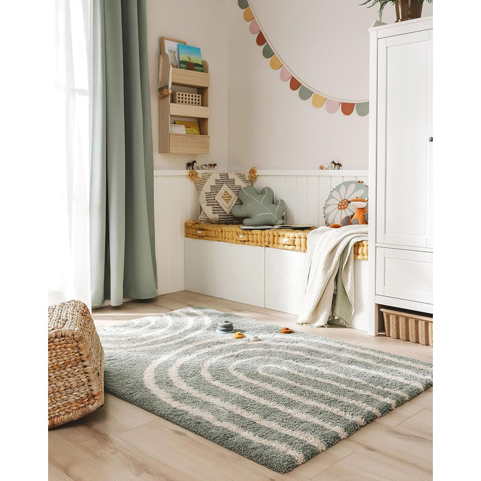 benuta Listen Kids Rug Gobi - Acrylic - Rectangular & in Style: Children's Motifs, Stripes, Scandi Living - Easy Care for Living Room, Bedroom, Blue, 80x150 cm 80 x 150 cm Blue