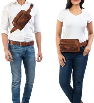 STILORD Сумка на пояс з екошкіри Vintage для чоловіків, жінок та дітей. Сумка через плече, поясна, для подорожей, фестивалів, спорту. Екстравагантний дизайн, реальна шкіра, колір: Cognac