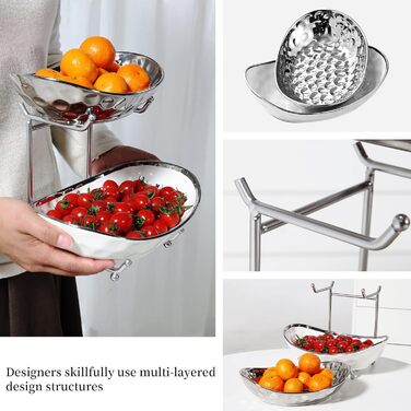 Набір підставок для фруктів та овочів Acliys, 3 яруси, кераміка, для кухні, сріблястий