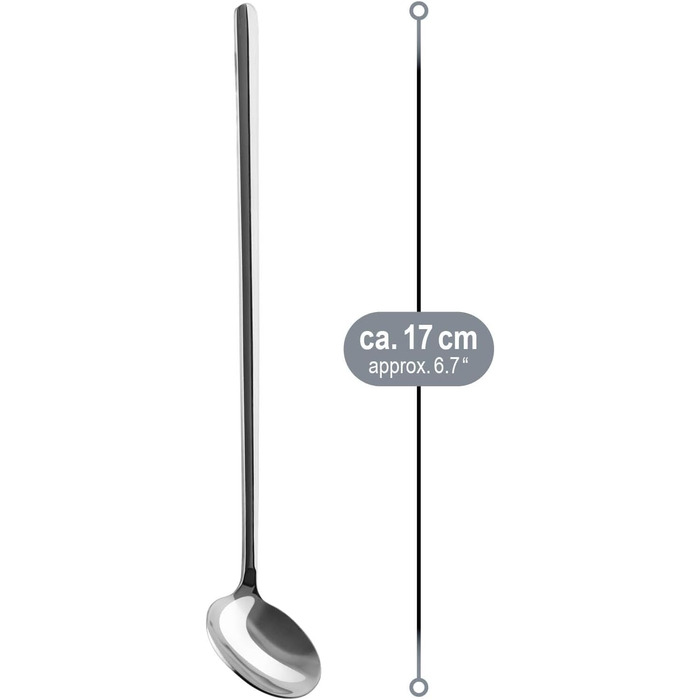 Набір ложок Com-Four® 12 шт. з нержавіючої сталі з довгим руків'ям (17 см) для коктейлів, чаю, кави, молочних коктейлів, матча, холодних напоїв та десертів