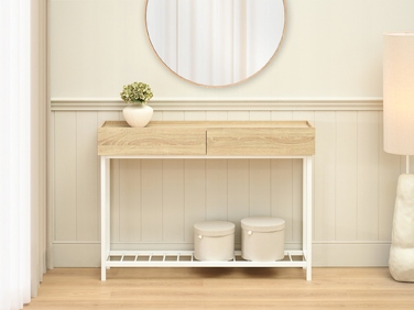 Консольний столик Mebel-Partner, білий / дуб сонома матовий, 117 x 85 x 27 см
