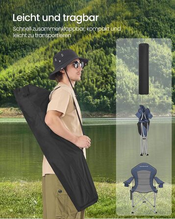 Кемпінговий стілець SONGMICS, розкладний, широкий, з високою спинкою, синій/сірий (GCB005BH0)