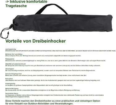 Складаний табурет для кемпінгу 550г, ультралегкий, 3-ногий, висота 40см, сідушка 30см, до 100кг, для фестивалів, виставок, піших прогулянок
