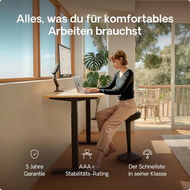 Стол Desktronic Homeone з регулюванням висоти, 160 x 80 см – електричний стіл з двома моторами, сенсорне керування, USB-порти для зарядки (2.5 Чорний + Бамбук)