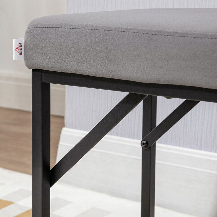 HOMCOM Upholstered Bench with Velvet Look, Bed Bench, Vanity Bench, Entryway Bench for Living Room, Bedroom, Dark Grey, 115x46x49 cm