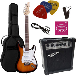 Електрогітара Sunburst з підсилювачем 20W, чохол, струни та медіатори (3 шт.)