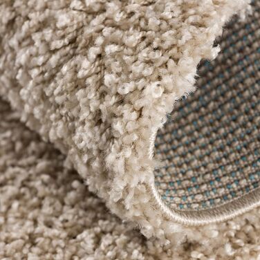 Килимок для вітальні Impression - екологічний сертифікований килим - однотонний килим розміром 80x150 (Бежевий, 200 см круглий)