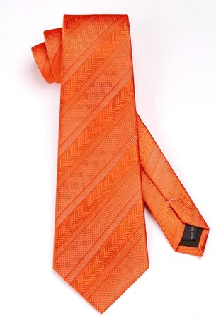 HISDERN Комплект краватки та нагрудного хустинки в смужку (Помаранчевий) для чоловіків