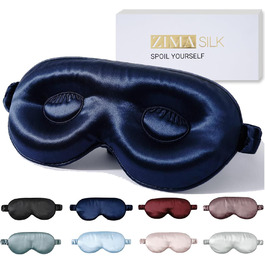 Маска для сну ZIMASILK з регулюванням, 22 Momme, 100% шовк марука, 3D-форма, супер м'яка та дихаюча, блокує світло, темно-синя