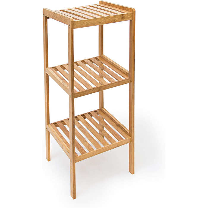 Relaxdays Bamboo Bathroom Shelf with 3 Shelves, HBT: 79 x 33 x 33 cm. Stylish standing shelf made of natural wood. Bamboo shelf as a kitchen shelf or wooden shelf for storage and storage in the bathroom, natural.