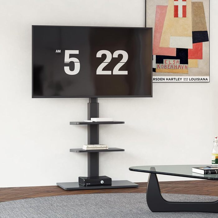 FITUEYES Adjustable Swivel TV Stand - Floor Mount for 32-60 inch Flat & Curved TVs (up to 30kg, VESA 600x400) - Black