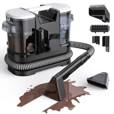 Низькопрофільний пилосос для вологого та сухого прибирання 450W з потужністю всмоктування 13500Pa, для килимів, м'яких меблів, диванів, крісел, сходи, автомобіля, килимків. Білий (чорно-білий)