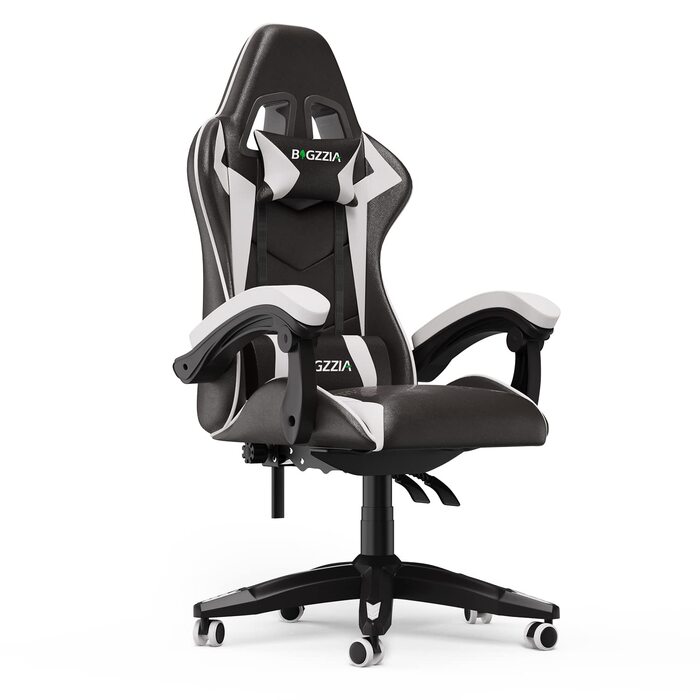 Геймерське крісло Racingreat Ergonomic: регульоване, PU-шкіра, з підголівником, для дітей, підлітків та дорослих, кремово-біле