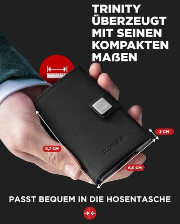 Чоловічий гаманець SF SCOFIELD з відділенням для монет | Тонкий гаманець на 9-11 карток | RFID захист | Чоловіче портмоне | Гаманець з монетницею | Чорний | Slim Wallet