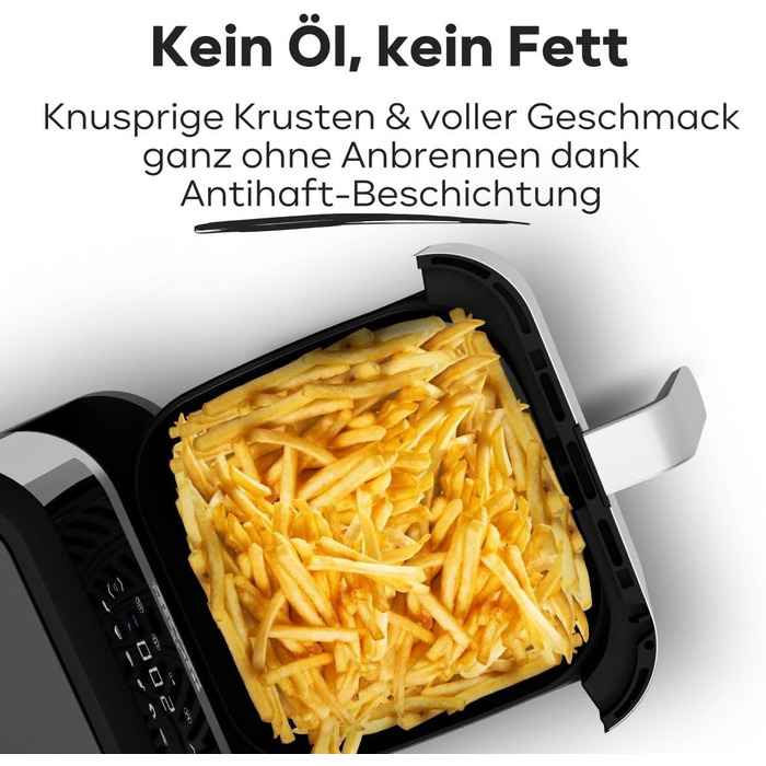 Фритюрниця ProfiCook® Heißluft XXL 8л з нержавіючої сталі | Airfryer з 7 програмами | Модель 2024