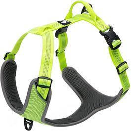 TRUE LOVE Dog Harness Outdoor Adventure II, reflective vest with 2 leash attachments, matching leash and collar available, TLH6071 (S, Neon Yellow)