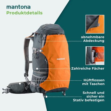Професійний outdoor-рюкзак для фототехніки Mantona elementsPro 40 з регульованими відділеннями, відділенням для ноутбука до 14