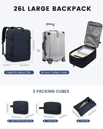 LOVEVOOK Рюкзак-валіза для ручної поклажі, 40L, для ноутбука 15.6