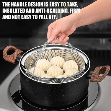 Димер для каструль, Ø14см: нержавіюча сталь 304, для приготування на пару, універсальний, підходить для каструль, сковорідок, мультиварки, швидкої каструлі, Instant Pot