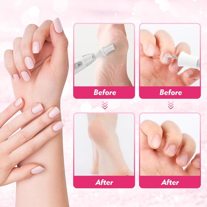 Набір для манікюру та педикюру Beautural, електричний фрезер для нігтів з LED-підсвічуванням, 10 насадок, для догляду за руками та ногами