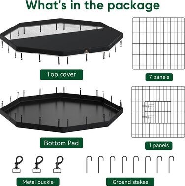 Клітка для собак PJYuCien, 8 панелей, 91.4 см, металева, складна, з підстилкою та верхньою кришкою, для дому та вулиці, підходить для середніх собак