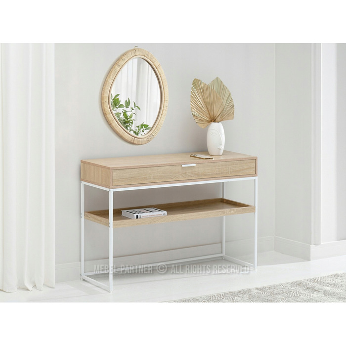 Консольний столик Mebel-Partner, білий / дуб сонома матовий, 110 x 76,5 x 35 см