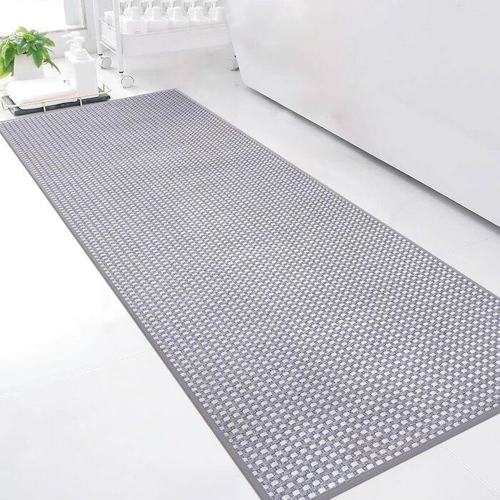Килимок для ванної кімнати Badteppich Chenille, протиковзкий та вологопоглинаючий, 50x150 см, світло-сірий