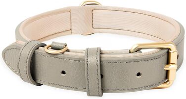 Шкіряний нашийник для собак Heele: надійний, з м'якою підкладкою, регульований, для великих собак, сірий (1 шт.)