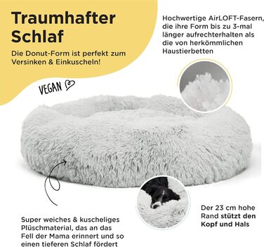 Круглий лежак для тварин Sheri Best Friends Calming Donut - заспокійливий лежак для собак та котів, сірий, 91x91 см