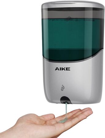 AIKE Soap Dispenser Automatic Wall Mount, 650 ml Silver Soap Dispenser Wall Mounting, Liquid Soap Dispenser for Bathroom and Kitchen, Model AK1216