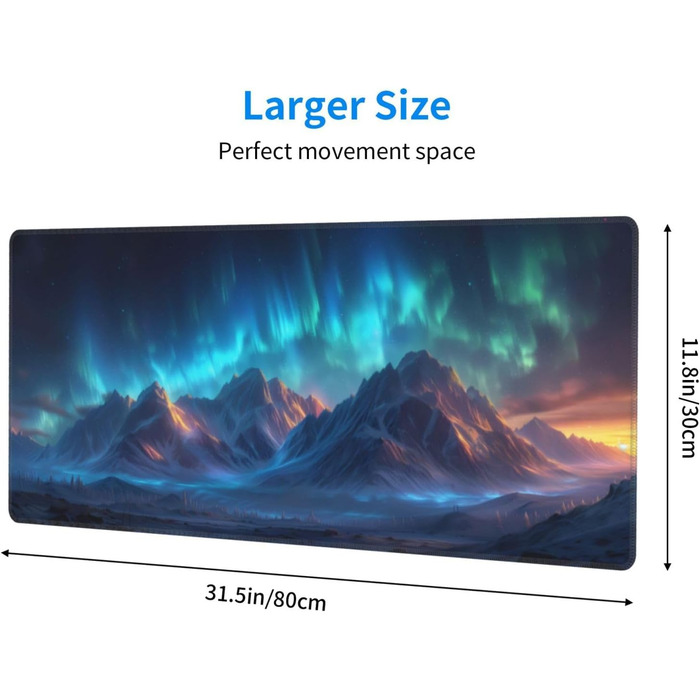 Японський килимок для миші для геймінгу, чорний, 80 x 30 см, з неслизькою основою, водонепроникний, з прошитими краями, для геймінгу, офісу, дому (Чорна хвиля) (Aurora)