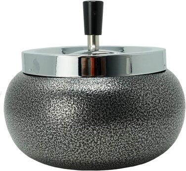 Kogu ashtray for cigarette butts, Jumbo, curved, 17cm (Chrome/Stone Lacquer)