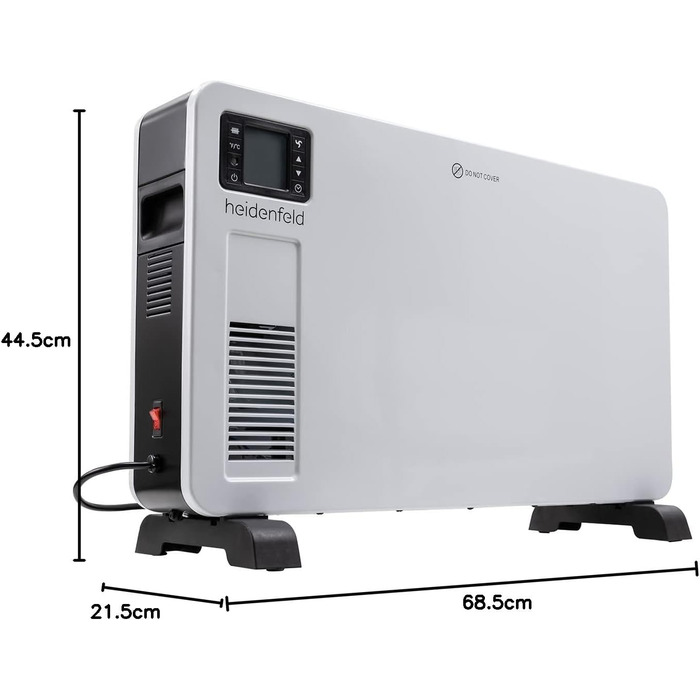Електричний конвектор Heidenfeld EK100 | 3 роки гарантії, 2300 Вт, з пультом керування, для опалення до 40 м²