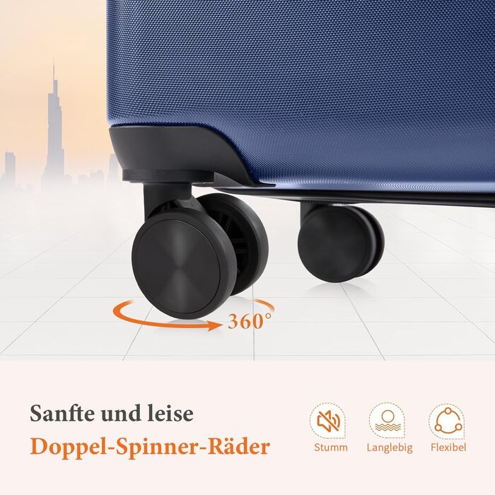 Набір валіз DUMOS 3шт. з жорстким корпусом, телескопічною ручкою, коліщатками, замком, блакитний