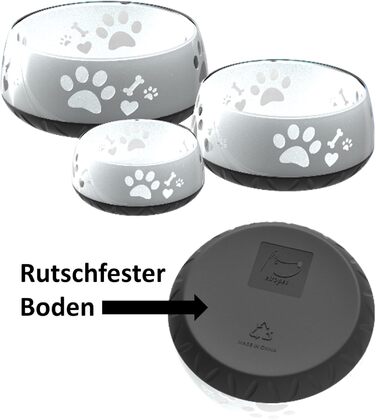 Миска для собак маленьких, середніх та великих порід, нековзна, об'єм 1010 мл, сіра (M)