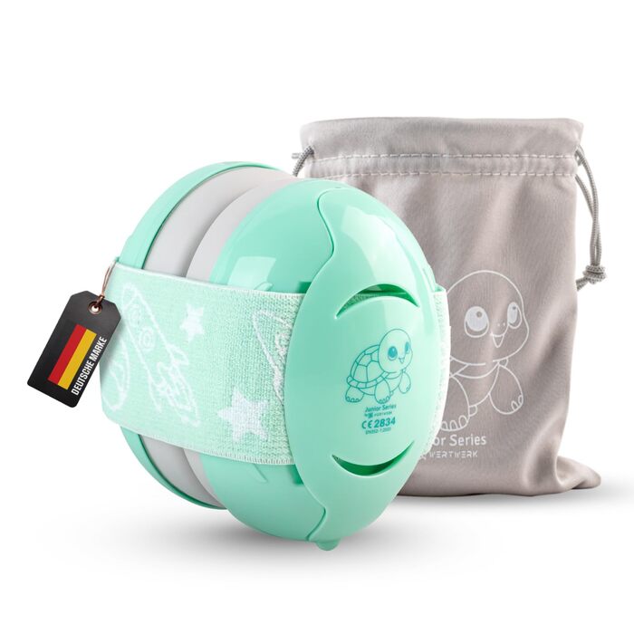 Навушники для захисту вух дитини 3-7 років (білий/зелений) - Комфортні, CE-сертифіковані, без тиску на джерельце. Захист від шуму для концертів, подорожей та повсякденного використання.